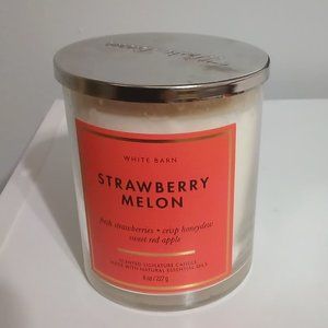 Bath and body works Strawberry Melon single 8 oz candle/white barn
